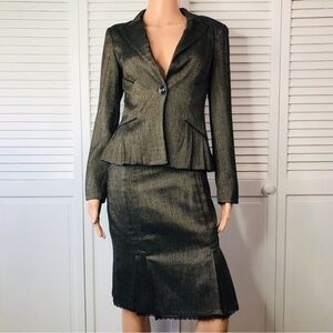 BEBE Brown Lace Trim Skirt Suit Size 2